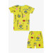 Girl's Shorts Pajamas Set Patterned Yellow (4 Age)