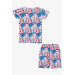 Girl's Shorts Pajamas Set Letter Pattern Mixed Color (4-8 Ages)