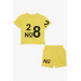 Girl's Shorts Set Number Printed Yellow (3-7 Years)
