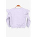 Girl's Sweatshirt Printed Ruffled Light Gray Melange (3-5 Ages)