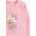Girl's Sweatshirt Printed Sequin Unicorn Salmon Melange (2-6 Years)