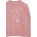 Girl's Sweatshirt With Pocket Letter Printed Rosepurple (8-14 Years)