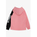 Girl's Sweatshirt Hooded With Accessories Text Printed Pink (Ages 8-12)