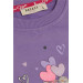 Girl's Sweatshirt Glitter Text Printed Purple With Sequined Teddy Bear Accessory (Age 1.5-5)