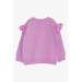 Girl's Sweatshirt Colored Bubble Printed Glittery Lilac (2-6 Years)