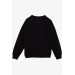 Girl's Sweatshirt Confused Girl Printed Black (9-14 Years)
