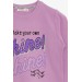 Girl's Sweatshirt Glittery Sequin Text Printed Lilac (8-12 Years)