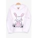Girl's Sweatshirt Rabbit Printed Ecru (1.5-3 Years)