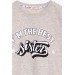 Girl's Sweatshirt With Text Printed Light Gray Melange (9-14 Years)