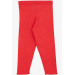 Girls' Cotton Leggings, Elastic Waist, Red Color (3-8 Years)