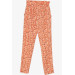 Girl's Leggings Trousers Bow Floral Orange (6-12 Years)
