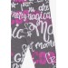 Girl's Tights Text Printed Gray Melange (9-14 Years)