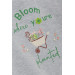 طقم فيزون بناتي رمادي بنمط زهور وكتابة (1-4 سنوات)