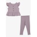 Girl's Tights Suit Button Accessory Lilac (2-6 Years)