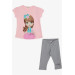 Girl's Tights Suit Sequin Girl Printed Powder (3-8 Years)