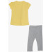 Girl's Tights Set Text Printed Yellow (4-9 Years)