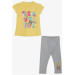 Girl's Tights Set Text Printed Yellow (4-9 Years)