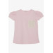 Girl's T-Shirt Pocket Knitted Detailed Pink (6-12 Years)