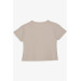Girl's T-Shirt Floral Printed Beige (9-14 Years)