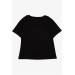 Girl's T-Shirt Floral Printed Black (9-14 Years)