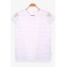 Girls' T-Shirt Lace Embroidered Flower Shape Beige Color (8-14 Years)