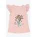 Girl's T-Shirt Crazy Girl Printed Sleeves Embroidery Guipure Salmon (1.5-5 Years)