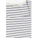 Girl's T-Shirt Striped Square Collar Clasp White (9-14 Years)