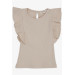 Girl's T-Shirt With Frilled Buttons On The Back Beige (2-6 Years)