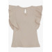 Girl's T-Shirt With Frilled Buttons On The Back Beige (2-6 Years)