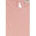 Girl's T-Shirt Frilly-Back Button Salmon (2-6 Years)