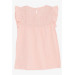Girl's T-Shirt Frilly Embroidered Salmon (4-8 Years)