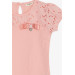 Girl's T-Shirt With Guipure And Accessories Salmon (5-10 Years)