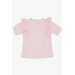 Girl's T-Shirt With Guipure Embroidered Elastic Sleeves Pink (3-8 Ages)