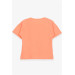 Girl's T-Shirt Heart Glittery Girl Printed Neon Orange (9-16 Years)