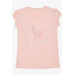Girl's T-Shirt Butterfly Printed Embroidered Salmon (4-8 Years)