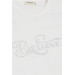 Girl's T-Shirt Sleeves Guipure Embroidered Stony Text Printed Ecru (9-14 Years)