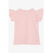Girl's T-Shirt Sleeves Embroidery Guipure Salmon (6-12 Ages)