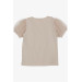Girl's T-Shirt Sleeves Tulle Beige (8-12 Ages)