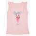 Girl's T-Shirt With Ruffle Shoulder Ice Cream Print Pink (4-8 Years)