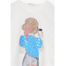 Girl's T-Shirt Sequin Girl Printed Ecru (9-14 Years)