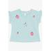 Girl's T-Shirt Sequin Colorful Strawberry Printed Water Green (1.5-5 Years)