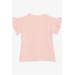 Girl's T-Shirt Girl With Sequin Hat Printed Salmon (8-12 Years)