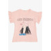 Girl's T-Shirt Girl With Sequin Hat Printed Salmon (8-12 Years)