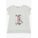 Girl's T-Shirt Cute Girl Printed Ecru With Guipure Waist (1-4 Ages)