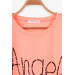 Girl's T-Shirt Stone Text Printed Neon Orange (9-16 Years)