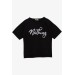 Girls' Black Printed T-Shirt (9-16 Years)