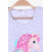 Girl's T-Shirt Unicorn Printed Gray Melange (2-5 Years)