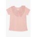Girl's T-Shirt Collar Guided And Embroidered Salmon (6-12 Ages)