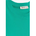 Girl's T-Shirt Green With Pleated Sides (12 Years)