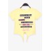 Girl's T-Shirt With Text Print Yellow (9-14 Years)